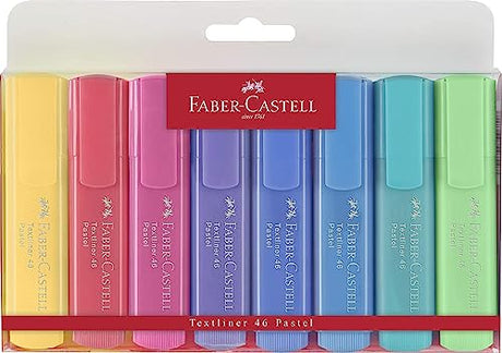 Faber-Castell Pastel Highlighter Set - 8 Chisel Tip Highlighter Pens in Assorted Pastel Colors, Multi (FC154609) Faber-Castell