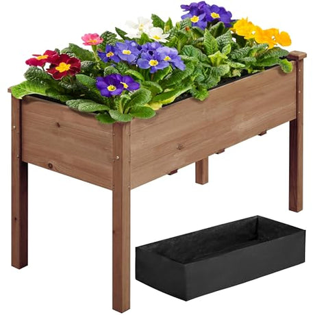 Yaheetech 1pc Raised Garden Bed 48x24x30in Elevated Wooden Horticulture Planter Box with Legs Standing Growing Bed for Yaheetech