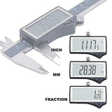 Clockwise Tools IP54 Grade Digital Caliper, DCLR-0805 0-8" /200mm, Inch/Metric/Fractions Conversion, Stainless Steel, Large LCD Screen Clockwise Tools