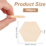 OLYCRAFT 100PCS Hexagon Wood Pieces Unfinished Wood Hexagon Pieces 1.5x1.3x0.2 Inch Natural Wood Hexagon Cutout Wood Hexagon Blank Slices for DIY OLYCRAFT
