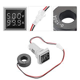LED Display Voltmeter, Voltage Tester Current Detector Square 22mm Dual Display Panel Voltmeter Ammeter AC 0-100A 60-500V Meter Indicator (White) Hyuduo