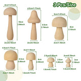 21PCS Wooden Mushroom to Crafts, 7 Different Sizes Natural Wood Mushrooms for Paint, Unfinished Unpainted Wooden Mushrooms Figures Decor for Arts & EATHEATY