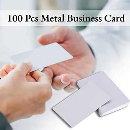 100pcs Sliver Sublimation Metal Business Cards, Engraved Metal Business Cards Sublimation Blanks 3.4x2.1in Thicknes (0.22mm) (Silver)