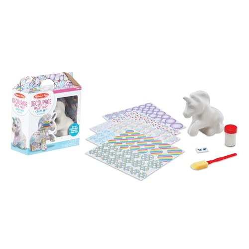 Melissa & Doug Decoupage Made Easy Unicorn Paper Mache Craft Kit with Stickers - WoodArtSupply