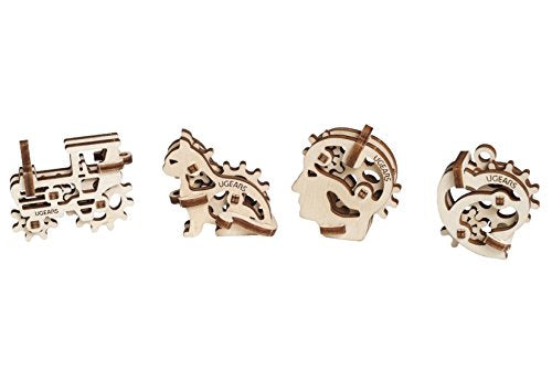 UGEARS 70029 U-Fidgets Tribiks Puzzle Pieces Set with 4 Models Anti-Stress 3D Puzzle Self Assembly Kit 4 Mini Miniature Model Mechanical Models UGears