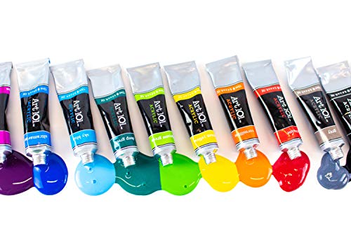 Art 101 USA Deluxe Art Set with 119 Pieces in a Wood Organizer Case, Includes Color Pencils, Paints, brushes and palettes, Learning guides, Portable Art 101 USA