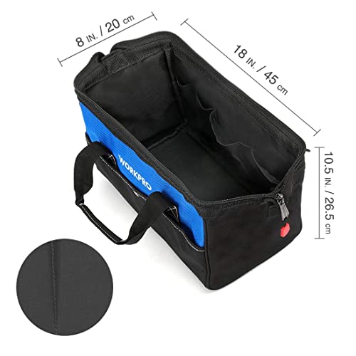 WORKPRO 18-inch Close Top Wide Mouth Storage Tool Bag with Adjustable Shoulder Strap, Sturdy Bottom WORKPRO