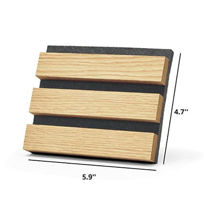 Art3d Wood Slat Acoustic Panels for Stylish Decor and Noise Reduction, 3D Textured Panel for Ceiling and Wall, Samples Pack