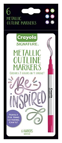 Crayola Metallic Outline Paint Markers, Assorted Colors, Art Supplies, 6 Count Crayola