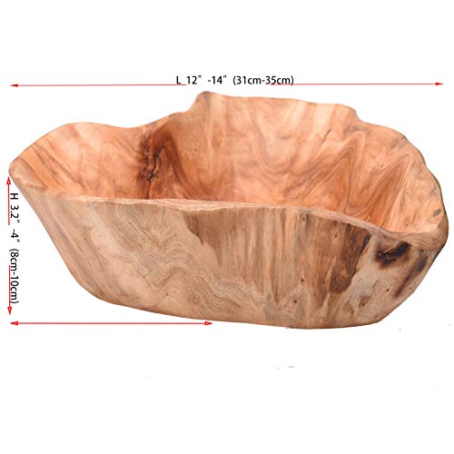 KIDYBELL Wood bowl(12"-14"),Handmade Natural Root Carving Bowl Fruit Salad Bowl Creative Wooden Bowl - WoodArtSupply