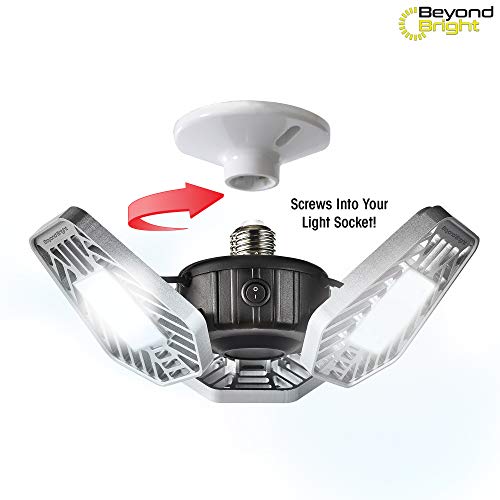 Ontel Beyond Bright LED Ultra-Bright Garage Light - 3 Adjustable Panels, Energy Efficient, Easy to Install, Durable and Long-Lasting Light for Ontel