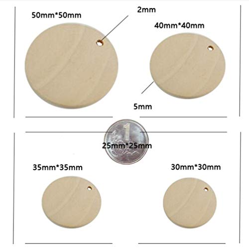50pcs Unfinished Round Earrings Christmas Baubles Unfinished Wood Cutouts Wooden Flat Chips Craft Wood Slices Wooden Discs Wooden Embellishments SUPVOX
