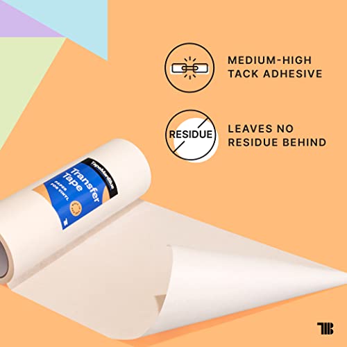 12" x 100' Roll of Paper Transfer Tape for Vinyl, Made in America, Premium-Grade Transfer Paper for Vinyl with Layflat Adhesive for Cricut Vinyl TapeManBlue