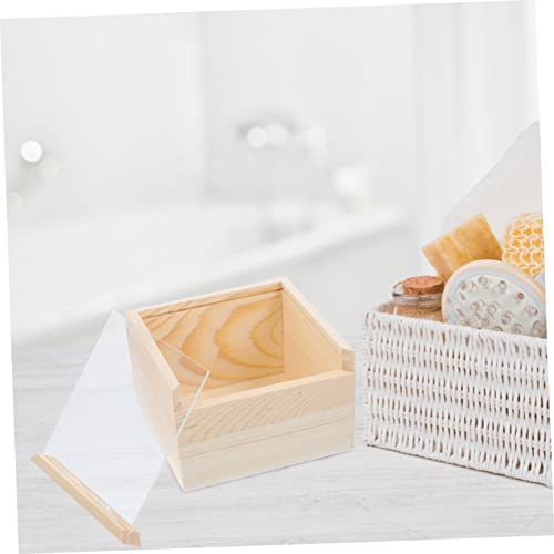 Abaodam 4pcs Box storage wooden box unfinished wooden case wood treasure chest Natural wooden gift case wooden jewelry case wood trinket containers Abaodam