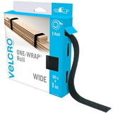 VELCRO Brand VEL-30768-AMS Wide Straps 1 in x 30 ft Roll | Cut to Length, Reusable Self-Gripping Tape | Bundle Poles, Wood, Pipes, Lumber, Garage VELCRO Brand