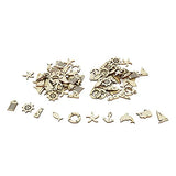 KUMGROT 100pcs Unfinished Wooden Ornament Mini Wood Pieces Starfish Dolphin Fish House Ship Shaped for DIY Craft Handmade Supplies (Marine Style) KUMGROT