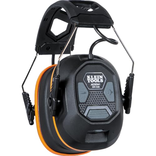 Klein Tools AESEM1 Hearing Protection Safety Earmuffs with Bluetooth Technology, NRR 20dB, 70-Hour Runtime Klein Tools