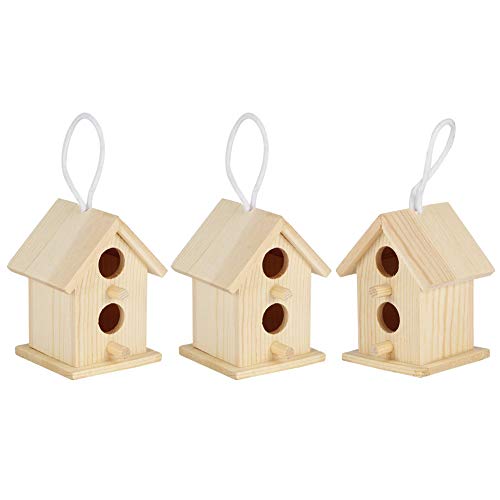 Meiyya Unfinished Birdhouse to Paint for Birdwatching with Perch, MoistureResistant Bird Nests, 3Pcs Birds Supplies Wooden Bird House for Swallows Meiyya