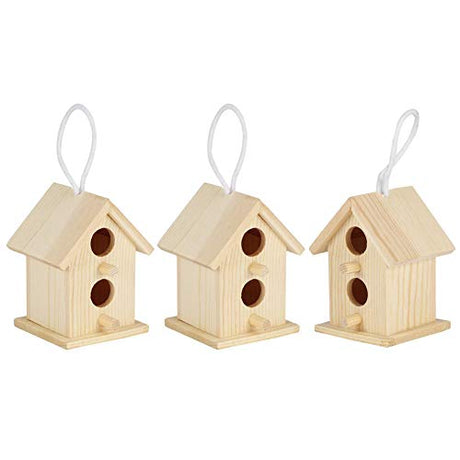 Meiyya Unfinished Birdhouse to Paint for Birdwatching with Perch, MoistureResistant Bird Nests, 3Pcs Birds Supplies Wooden Bird House for Swallows Meiyya