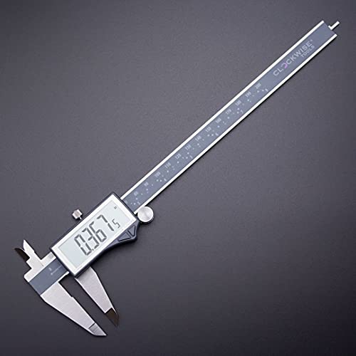 Clockwise Tools IP54 Grade Digital Caliper, DCLR-0805 0-8" /200mm, Inch/Metric/Fractions Conversion, Stainless Steel, Large LCD Screen Clockwise Tools
