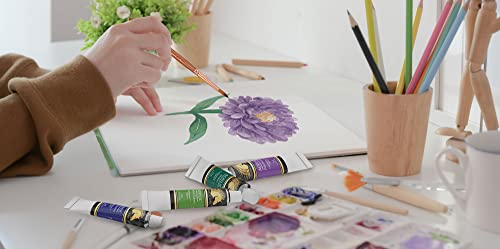 MyArtscape Travel Paint Brush Set, 7 Ultra Short-Handle Brushes with Case Holder - for Watercolor, Gouache and Acrylic - Synthetic Hair - Ideal for MyArtscape