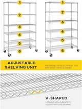 BestMassage Wire Shelving Unit Heavy Duty Garage Storage Shelves Large Metal Shelf Organizer 6-Tier Height Adjustable Commercial Grade Utility Steel BestMassage