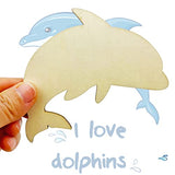 20pcs Unfinished Dolphin Shaped Wood Cut Out Dolphin Wood DIY Crafts Cutouts Blank Wooden Dolphin Shaped Shaped Hanging Ornaments for Wedding JEKEJIAJIU