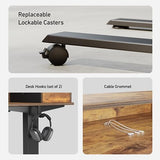 FEZIBO 55 x 24 Electric Standing Desk Adjustable Height with 4 Drawers, Sit Stand Desk with Storage Shelf, Rising Desk with Splice Board, Black FEZIBO