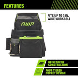 AWP TrapJaw Carpenter Tool Pouch | Tiered 9 Pocket Design with Steel Hammer Loop | Black AWP