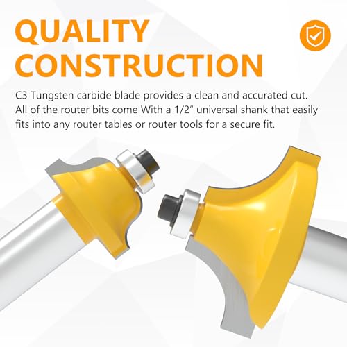 Newdeli 35 Pcs Tungsten Carbide Tipped Router Bit Set 1/2 Inch Shank for Woodworking Beginners and Commercial Users with Aluminum Alloy Storage Box Newdeli