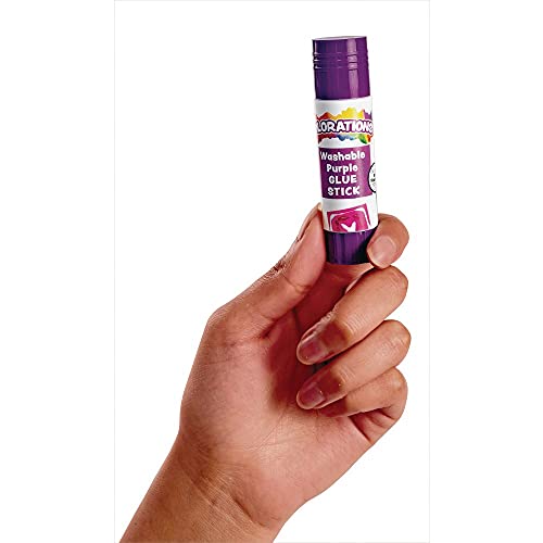 Colorations® Small Washable Disappearing Purple Glue Sticks in a Tray, Set of 12, Each 0.32 oz, Non Toxic & Acid Free, Easy to See Where it is Colorations