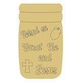 Sweet Tea and Jesus Design by Lines with Bouquet Cutout Unfinished Wood Everyday Door Hanger MDF Shape Canvas Style 1 Art 1 (18") Diverse Woodworking