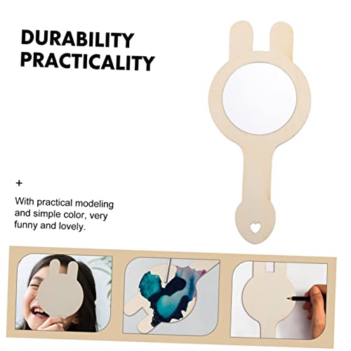 KALLORY 6pcs Wooden Mirror Unfinished Mirror Toys Childrens Arts Toy Small DIY Mirrors Wooden Drawing Mirrors Handheld Makeup Mirror Bathroom Vanity KALLORY