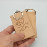 Big Rectangle Wood Engraving Blanks Wood Blanks Blank Wooden Key Tag with Keychain About 3.3 * 2.1 Inch (10 Pack) TFoRibbon