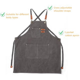 MISIWANLO Work Apron with Cross Back Heavy Duty Adjustable Straps and Large Pockets Chef Aprons,Men Women,M-XXL (Grey) MISIWANLO