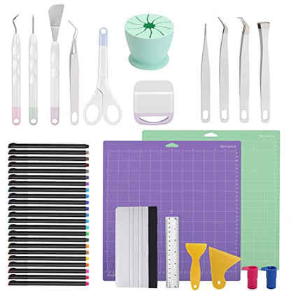 Accessories Bundle for Cricut Machine Maker, Compatible with Cricut Machine, Cricut Maker Weeding Tool, Colored Pencil, Cutting Mat, Scraper, Ruler, - WoodArtSupply