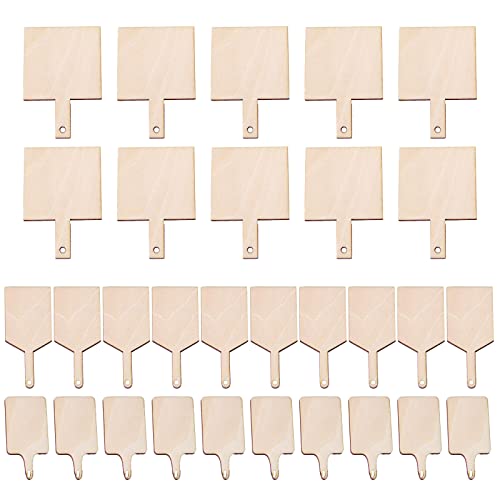 30 Pcs Mini Wooden Cutting Board with Handle,Unfinished Wood Blank Cutting Board, Paddle Chopping Board Small Kitchen Serving Board for Kitchen DIY - WoodArtSupply