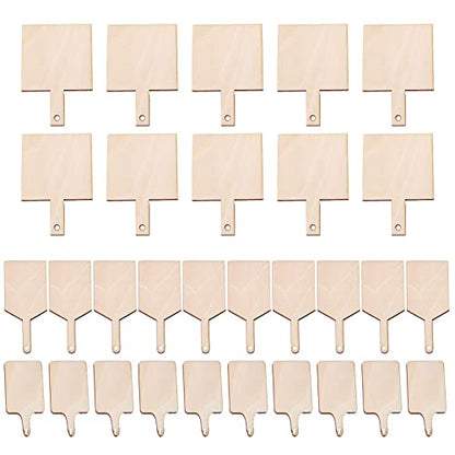 30 Pcs Mini Wooden Cutting Board with Handle,Unfinished Wood Blank Cutting Board, Paddle Chopping Board Small Kitchen Serving Board for Kitchen DIY