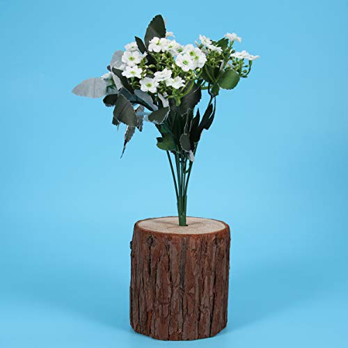 EXCEART Tree Stump Round Wood Stump Flower Bark Holder Flower Arrangement Stand Place Card Wooden Holder Plant Rack Stand for Garden Household Living EXCEART