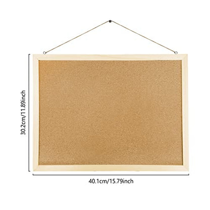 2 Pack Cork Board Bulletin Board, 15.7"X 12" pin Boards for Walls, Oak Wood Finish Frame, Wall Mounted Cork Board for Office Home and School(Pins, - WoodArtSupply