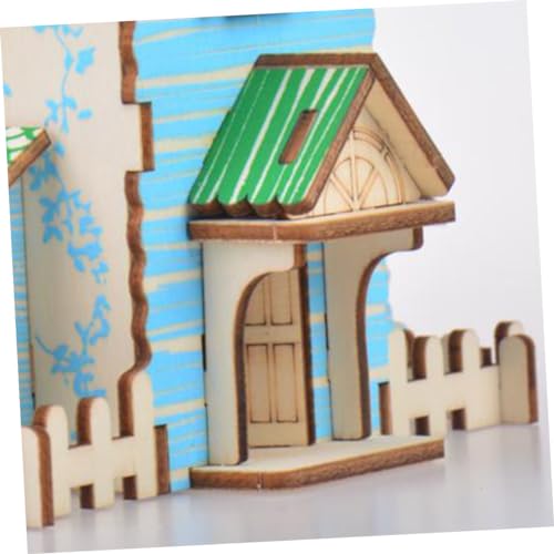 ibasenice D Puzzle 6 Pcs DIY Cabin Wooden Assembling House DIY Wooden Ornament Wooden House Toy DIY Wood Toy Child Puzzle Bamboo Model Office ibasenice