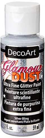 DecoArt Glamour Dust 2-Ounce Silver Bling Glitter Paint DecoArt