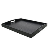 DILLMAN Serving Tray Large Black Wood Rectangle Food Tray Butler Tray Breakfast Tray with Handles (Large) DILLMAN