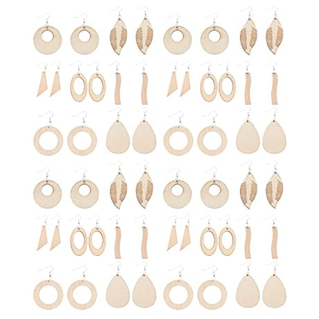 Ciieeo 70pcs Wooden Earrings Wood Earring Supplies Earring Making Tools Jewelry DIY Kit Macrame Earring Blanks DIY Wood Earrings Pendant Tools Kids Ciieeo