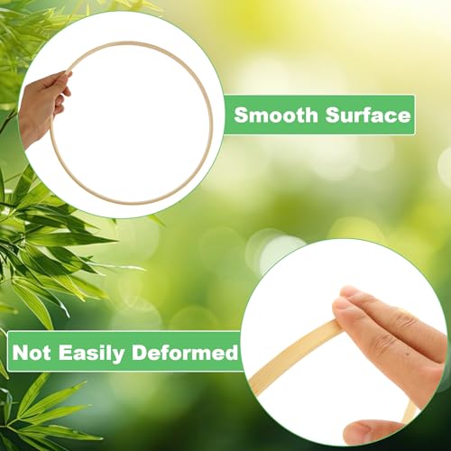 15PCS 12 Inch Wooden Floral Hoops for Crafts - Bamboo Craft Hoops Wood - Wooden Circle Hoops for Crafts DIY Dreamcatchers SHUESS