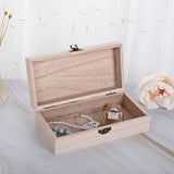 NA Unfinished wooden box, 8x4x2.3 inch storage box with hinge lid, small wooden box with rectangular souvenir and craft, craft DIY gift box, Wood N\A