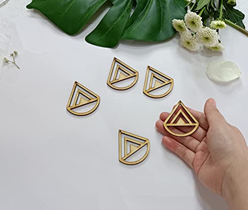 Set of 30 Chevron Earring Hoops Wood Blank,Rounded Chevron Triangle Earring Findings,Wood Findings for Earring Making Macrame (1.5'') MEYA