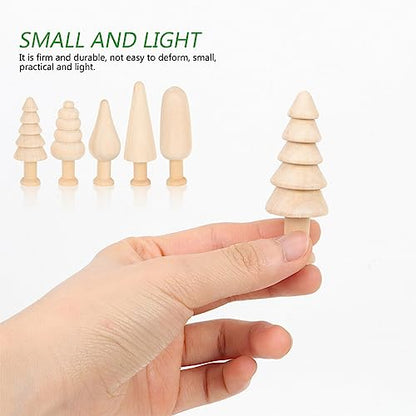 Kisangel 80pcs Unfinished Wood Crafts Wood Tree Figures and Mushroom DIY Craft for Arts and Crafts Projects