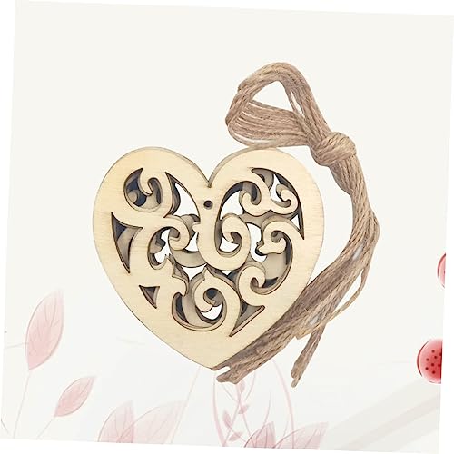 TEHAUX 10pc Unfinished Wood Shapes Heart Wood Slices Wood Heart Confetti Wood Wedding Confetti Wood Log Slices Heart Shaped Wood Unfinished Wood TEHAUX