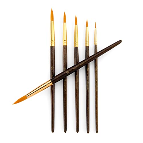 Royal & Langnickel Gold Royal Zip N' Close Taklon Round 6-Piece Brush Set, 10.5 x 2.9 x 0.5 - WoodArtSupply